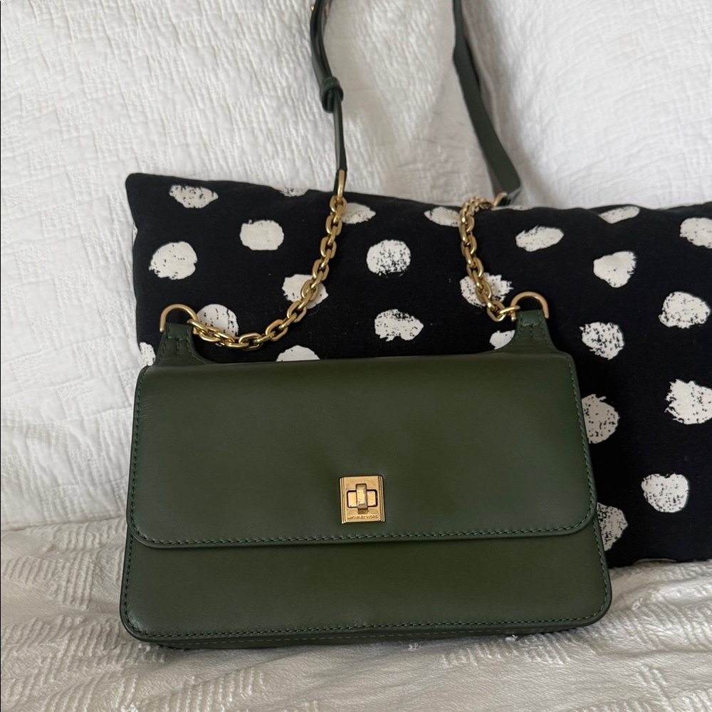 Michael Kors Green Crossbody Bag with Gold Chain
